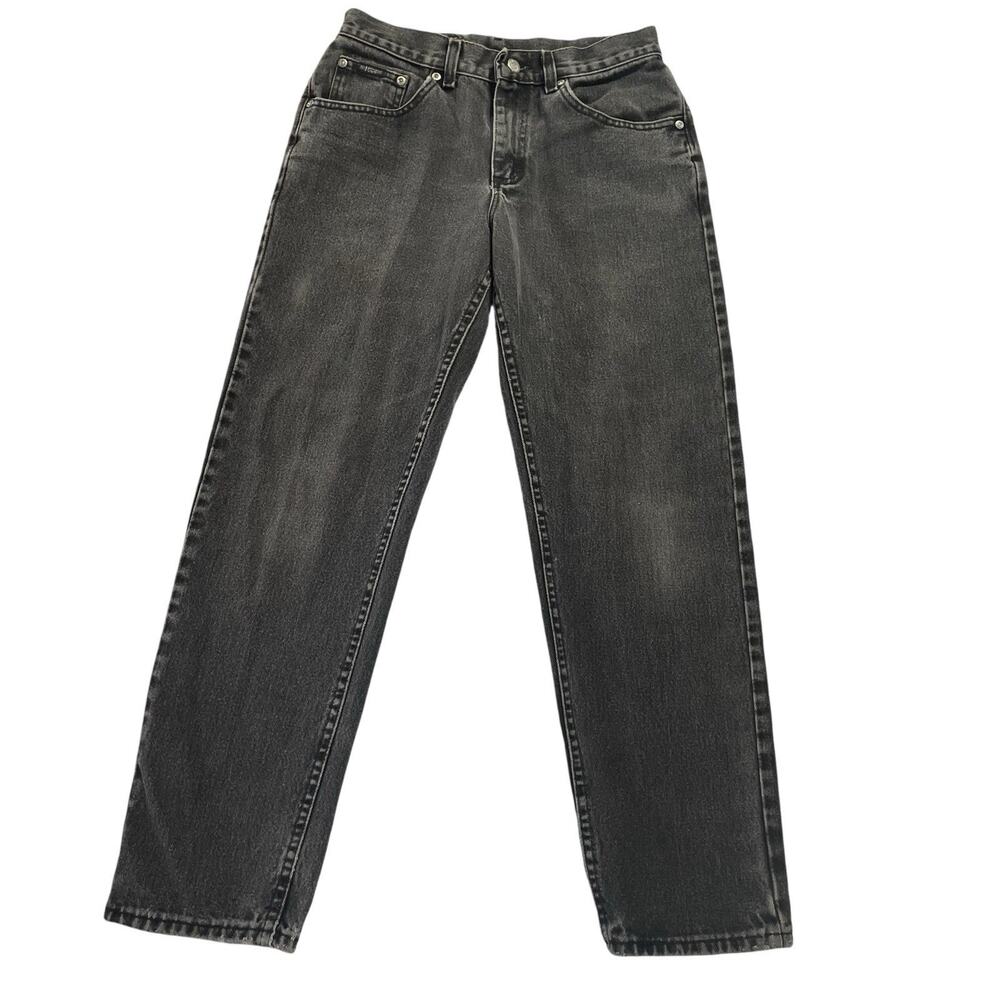 Vintage Lee Black Denim Jeans Men's 30x30 (Fits 28x28) USA Union Made Distressed
